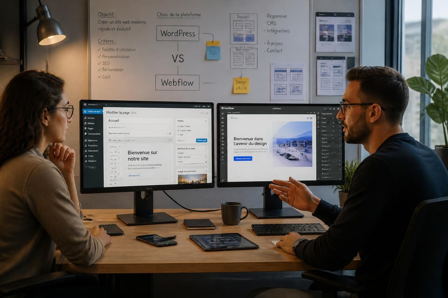 découvrez les différences entre wordpress et webflow pour choisir la solution idéale pour créer votre site web personnalisé, facile à gérer et performant.