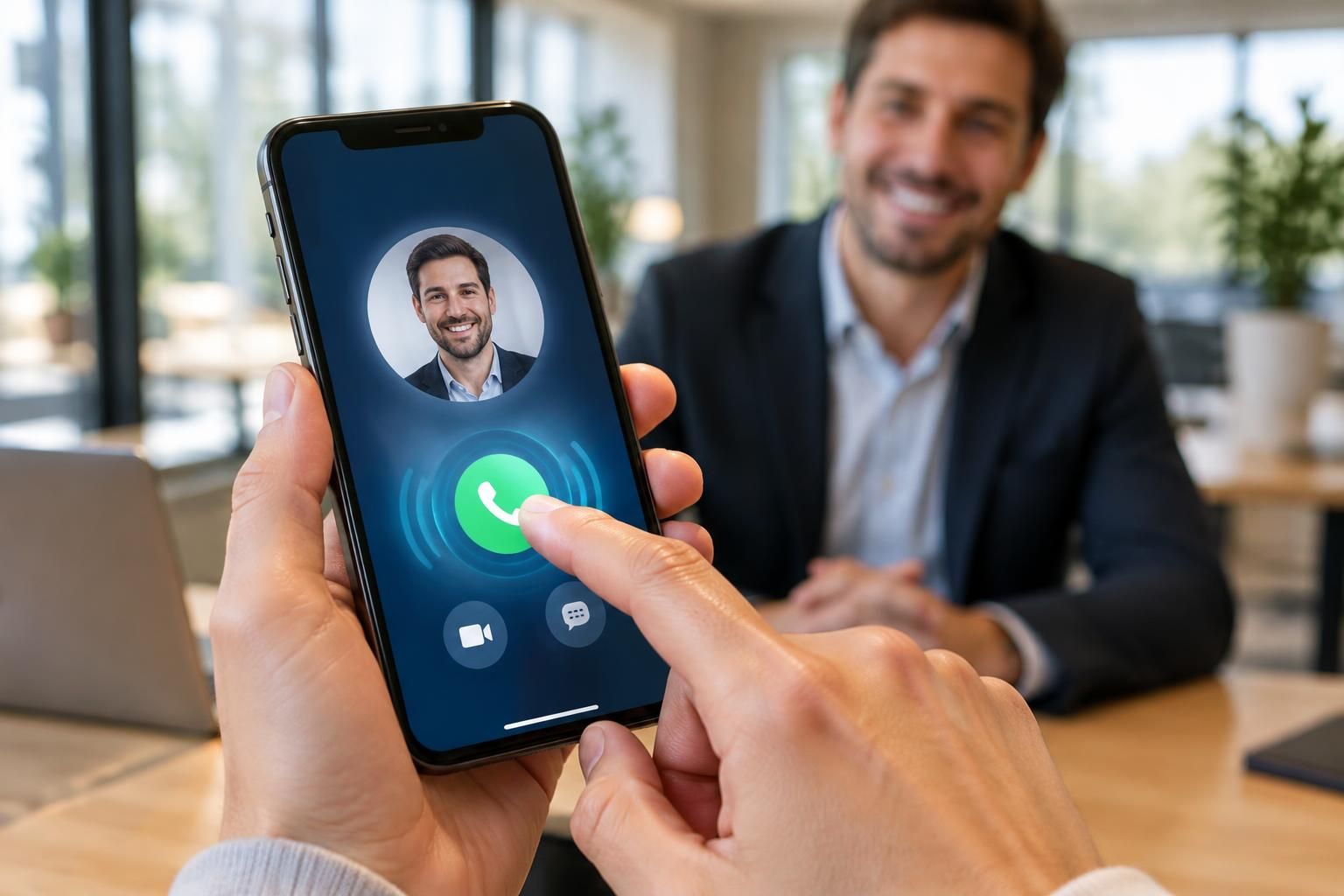contactez votre interlocuteur en un geste : cliquez pour lancer l’appel et échangez rapidement, sans perdre de temps.